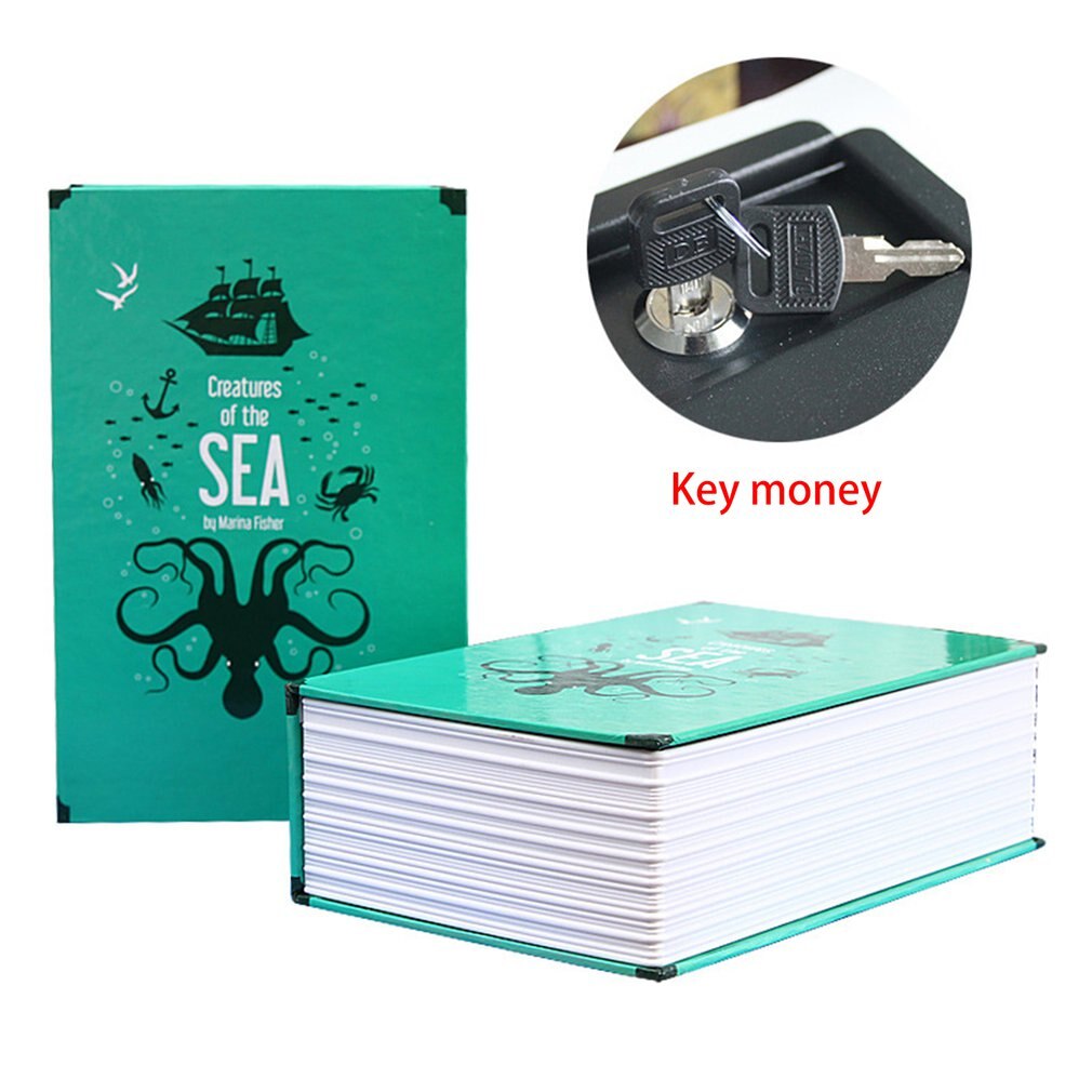 Safe Deposit Box Mini Home Storage Box Safe Cabinet Craft Book Password Key Box Insurance Box: Ocean World Key
