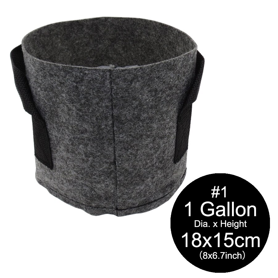 1/2/3/5/7/10 Gallon Garden Grow Bag with Handle Felt Grey Fabric Plant Planting Growing Box Vegetable Potato Round Pot Container: 1gallon xAB749C