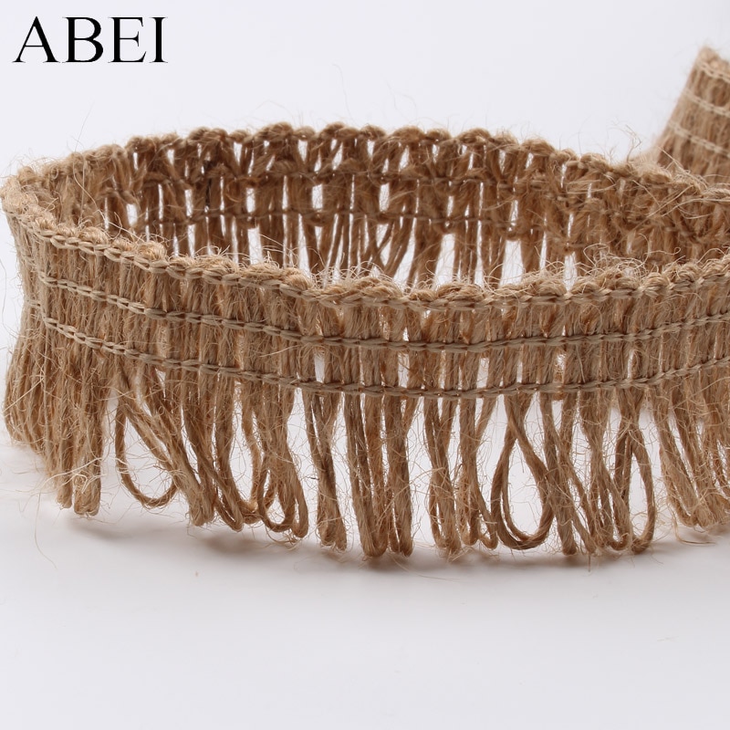 10 Yards 3 cm Hanf Quaste Fringe Spitze Trimmt Sackleinen Band Jute Handwerk DIY Nähen Handwerk Leinen Material