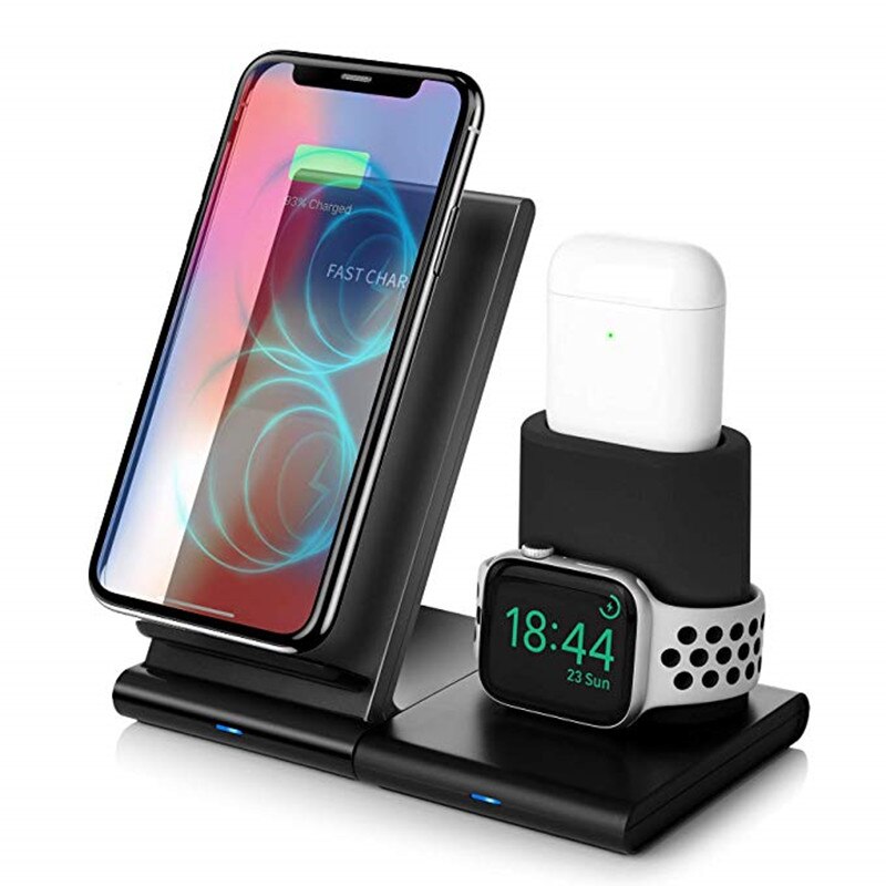 3 in 1 Qi Wireless Charger for iPhone 11 pro XR 8 for Airpods Charger Dock Station Wireless Charging Stand for Apple watch 4 3 2