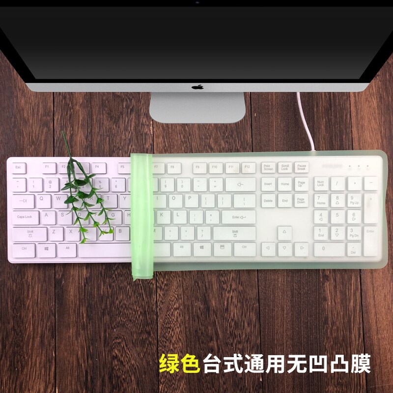 For Standard Fullsize 101 Keys Desktop PC Universal Silicone Desktop Computer Keyboard Cover Skin Protector Film 44*14cm: green