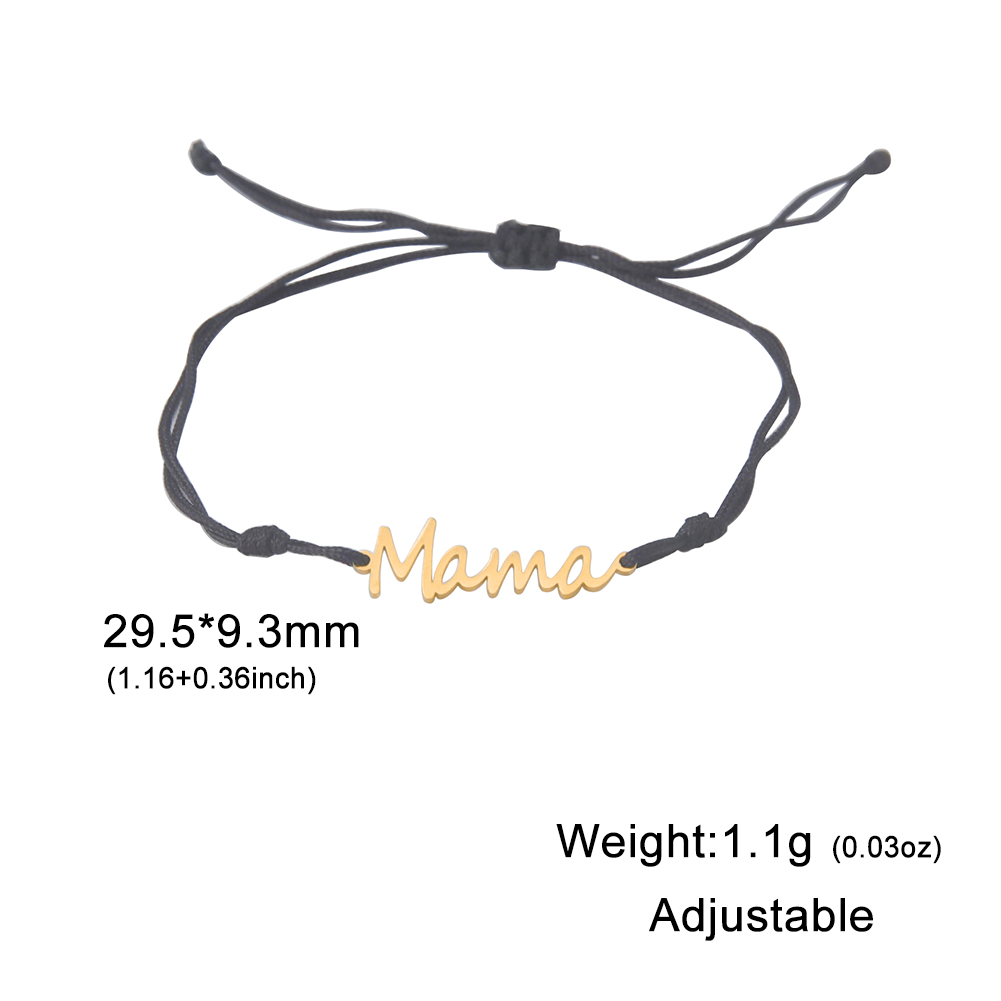 Skyrim-pulsera con dije de letra mamá para hombre y mujer, pulseras de cadena de cuentas de doble capa de acero inoxidable, joyería de , para el día de la madre: Zirconia cúbica