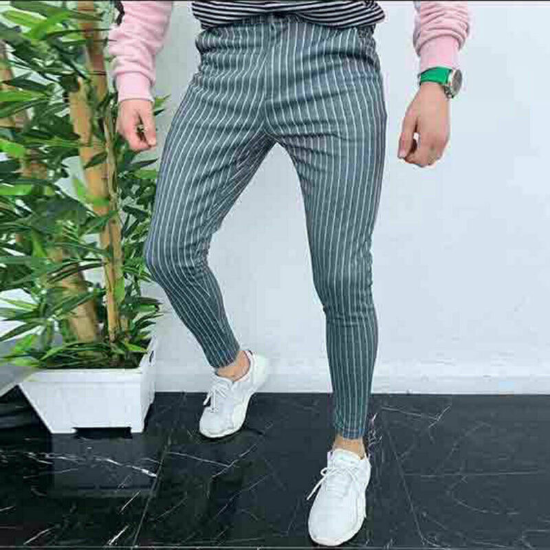 Mænd casual bukser slim fit skinny business formelt jakkesæt kjole bukser slacks bukser