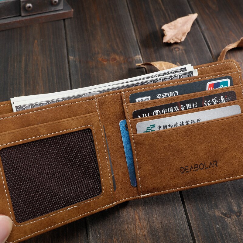 Cartera de cuero sintético para hombre, cartera masculina delgada de lona y cuero sintético, con tarjetero y estuche para tarjetas de crédito, color negro, azul y gris, 2022
