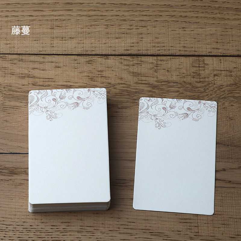20/50 szt. Puste Kartki DIY 9x5,7cm Kartka robić Notatek Wiadomości Prezent Kartka z Życzeniami Zaproszenie Wzór Kwiatowy Kartki z Papieru kraft Dekoracja Ślubna