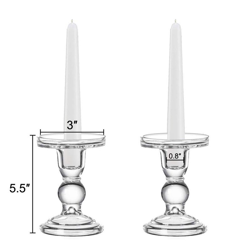 Portavelas de pilar de cristal transparente, soporte de vela cónico de doble uso para candelabros de pilar o cono (paquete de 2) (5,5 pulgadas)