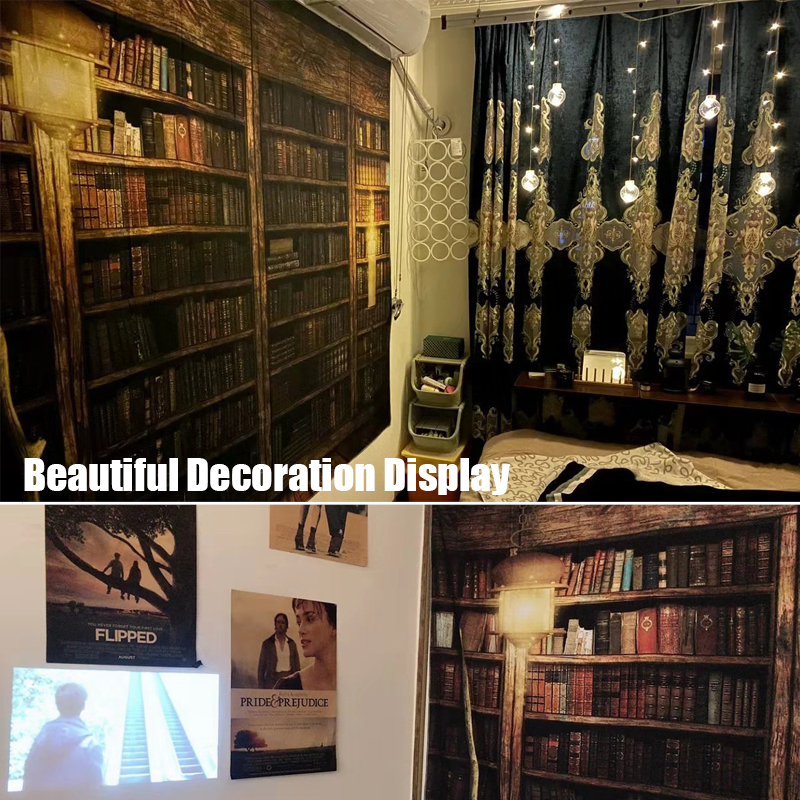 Tapestry Fireplace and Bookshelf Style Warm Feeling Beautiful Home Decoration Cool Polyester Thin Wall Hanging Cloth