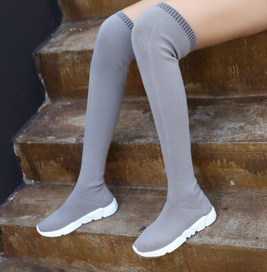 Covoyyar kvinder sokker støvler lange slanke over knæet høje støvler efterår vinter stretch stof kilesko kvinde wbs 850
