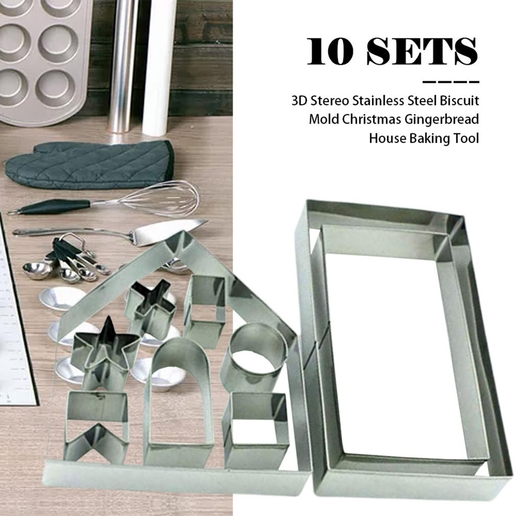 3D Gingerbread House Cookie Cutters Set 10 Piece Cookie Cutters Cookie Biscuit For Kids Christmas Party Trituradora