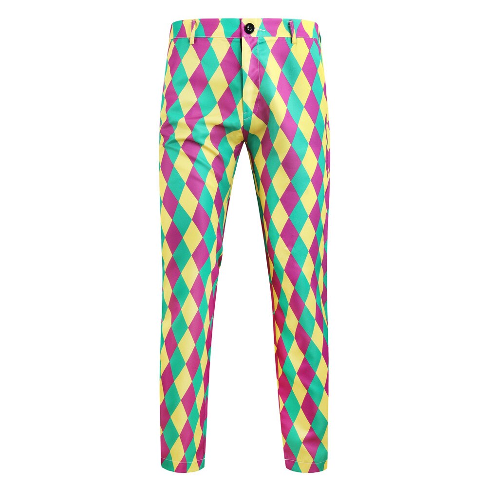 Hip hop byxor med tryck för män snygga vardagsbyxor färgglada smala långbyxor med geometriskt tryck: Xl