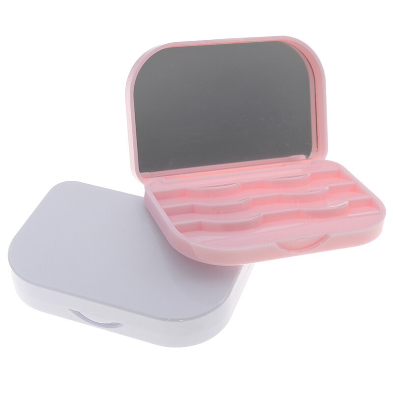 Plast makeup falske øjenvipper rejse vipper holder etui container opbevaring organizer box makeup kosmetik med spejl