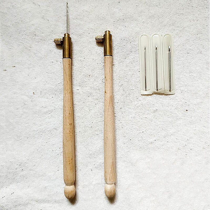 Een, houten Handvat Haak Bloem Kralen Gehaakte Franse Anti-Borduurwerk Geborduurde Haak Tool Set Met 3 Naalden Naald Arts &amp; craft