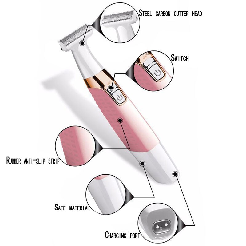 Waschbar wiederaufladbare elektrische frauen rasierer und Trimmer gesichts haar entfernung Dame bein voll körper Bikini Trimmer maschine schmerzlos