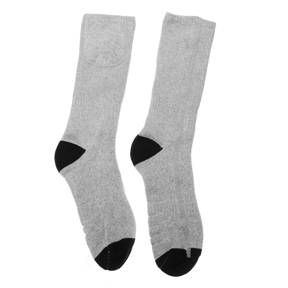 UE Plugue Elétrico Recarregável Aquecidos Meia de Algodão Ciclismo Ski Warmer Pés Adulto Manter Quente Respirar Poliéster 3 Temperatura: Cinza