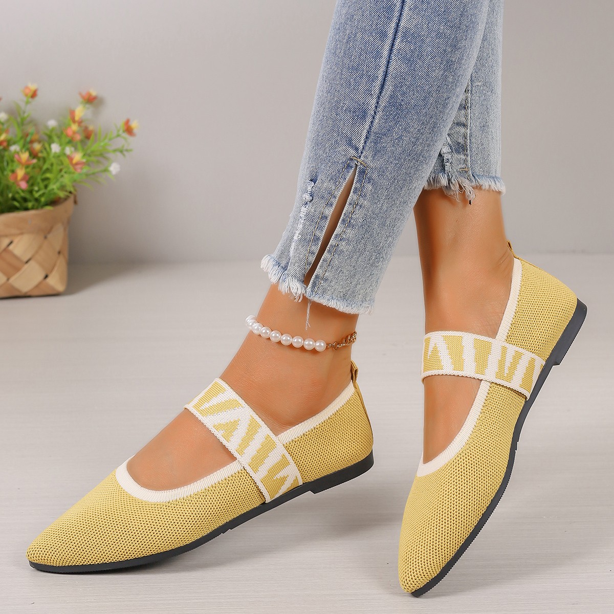 Dames ballet flats vrijetijdsschoenen lage hak blote voeten elegante vrouw sneakers Socofy comfortabele puntige neus aangeboden