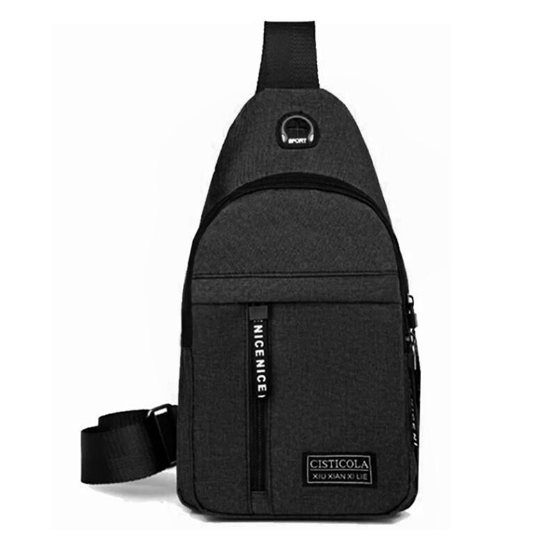 Men's Nylon Waist Bag Universal Fanny Pack Sports Travel Outdoor Solid Color Chest Bag: black