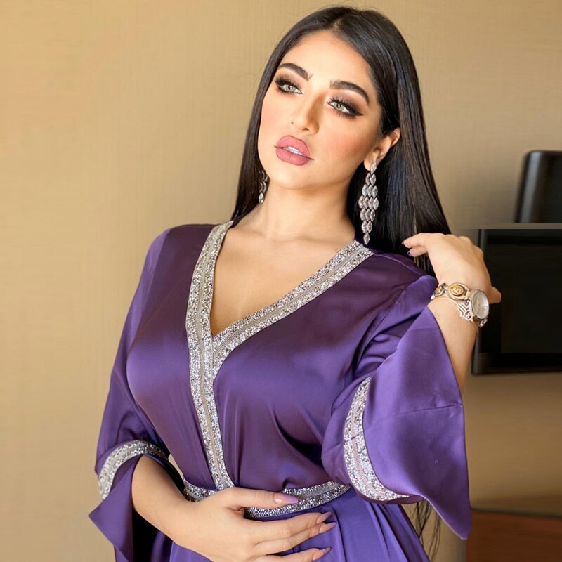 Robe Satin Longue Musulman De Femme caftan marocain dubaï Abaya Musulman Hijab Robe turquie robes Abayas pour les femmes Vestidos