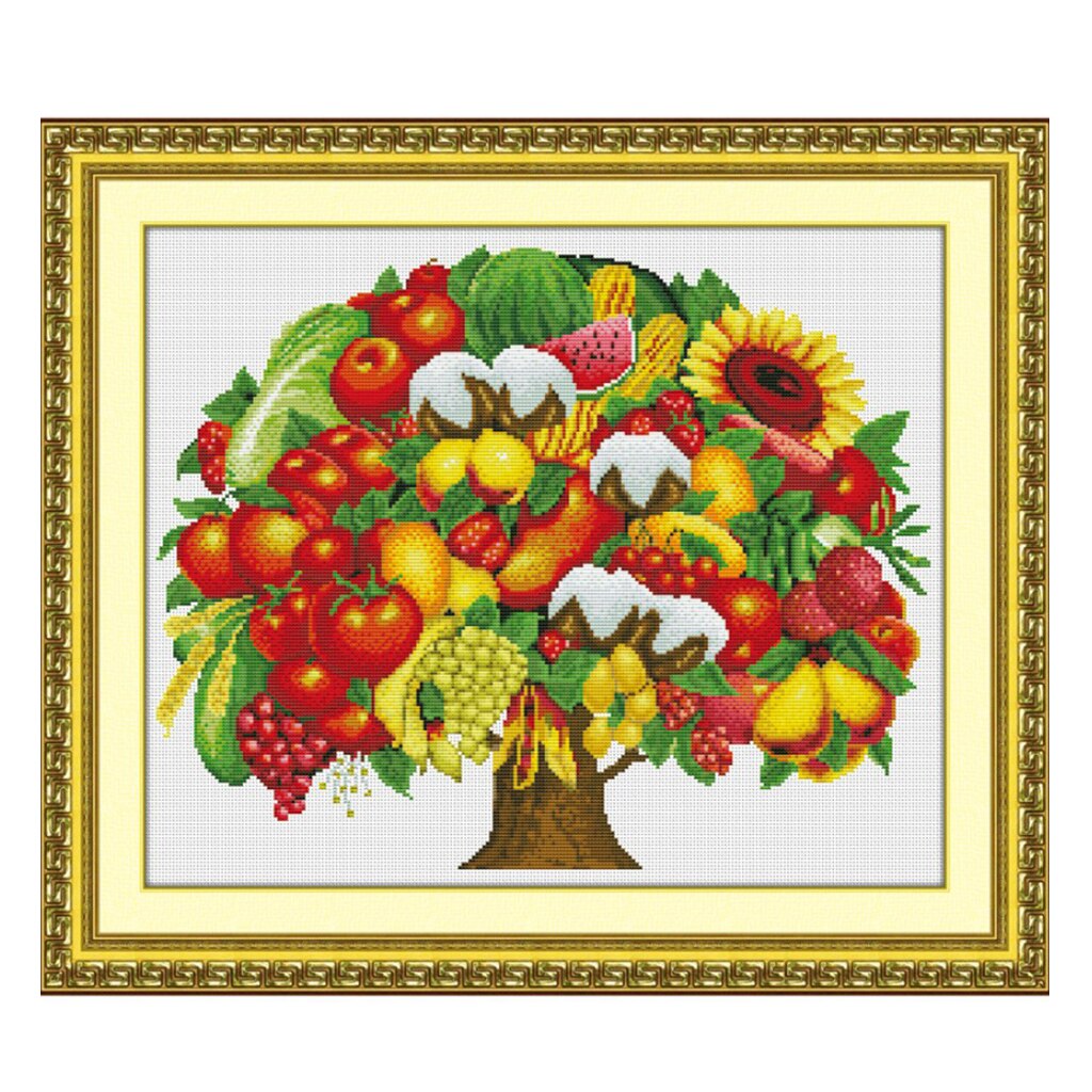 Fruits Tree - Stamped Cross Stitch Kit 59x49cm / 23x19in Handmade Home Decor
