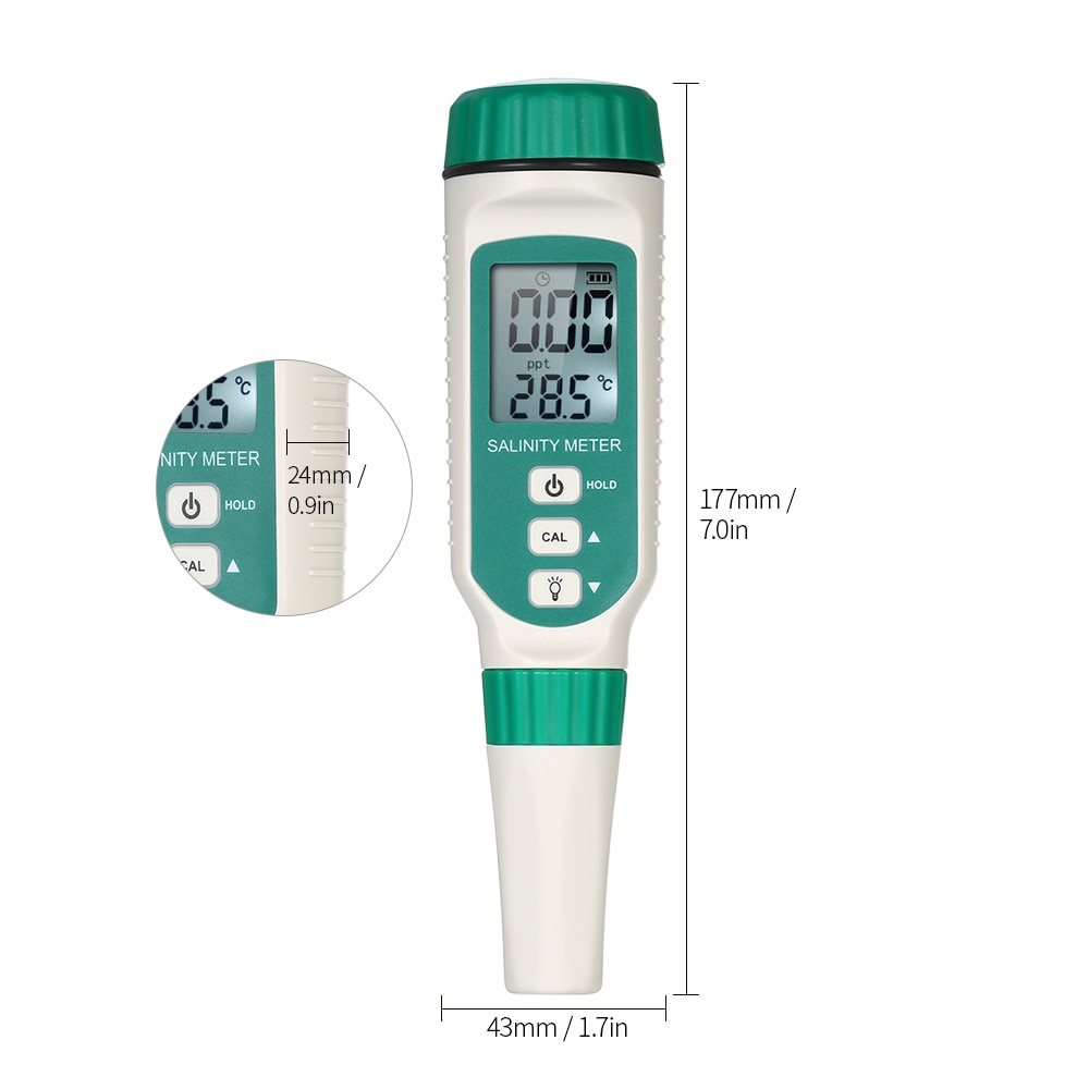 Portable Salinity Meter Handheld ATC Salinometer Halometer Salt Gauge Salty Brine Meter Seawater Salinity Refractometer Tester