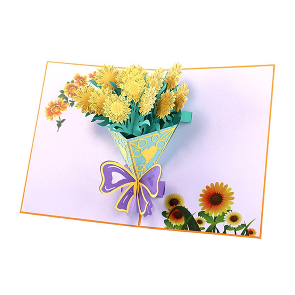 3D Flower Greeting Sunflower Bouquet for Birthday Valentine's Day
