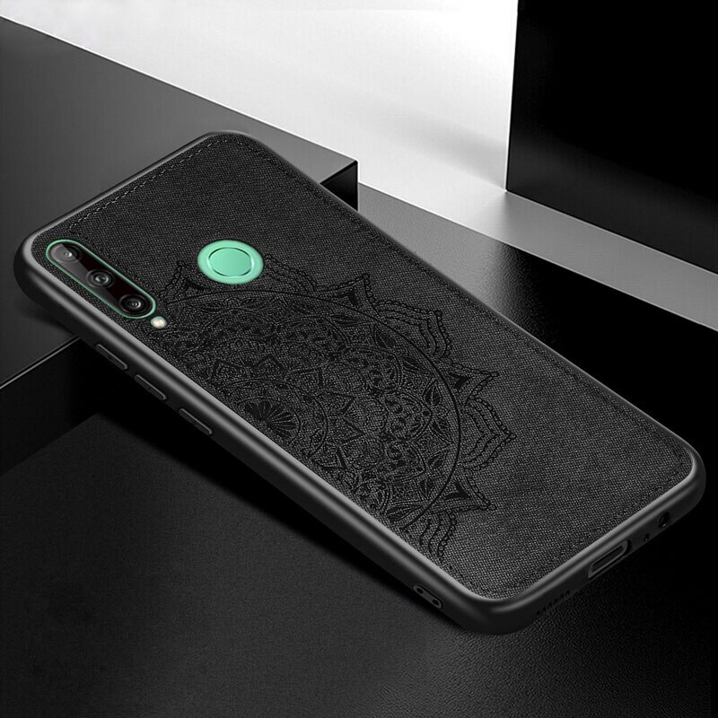 6.39 "Voor Huawei P40 Lite E Case Stof Doek Siliconen Bumper Hard Pc Cover Case Voor Huawei P40 lite E Fundas Bloemen