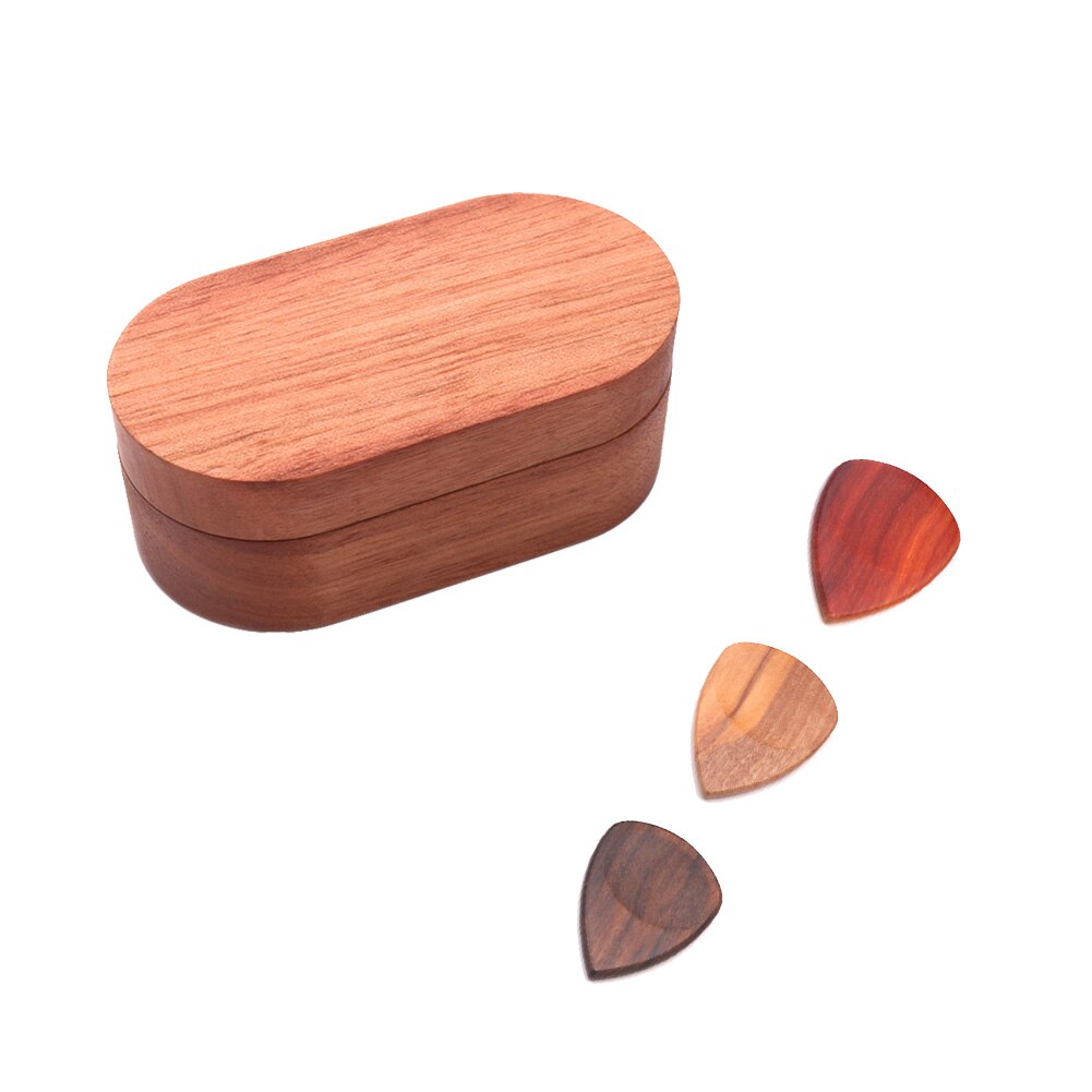 Delicate Music Instrument Accessories Portable Travel Plectrum Box Stringed With Storage Holder Wooden Guitar Pick Set Bass Case