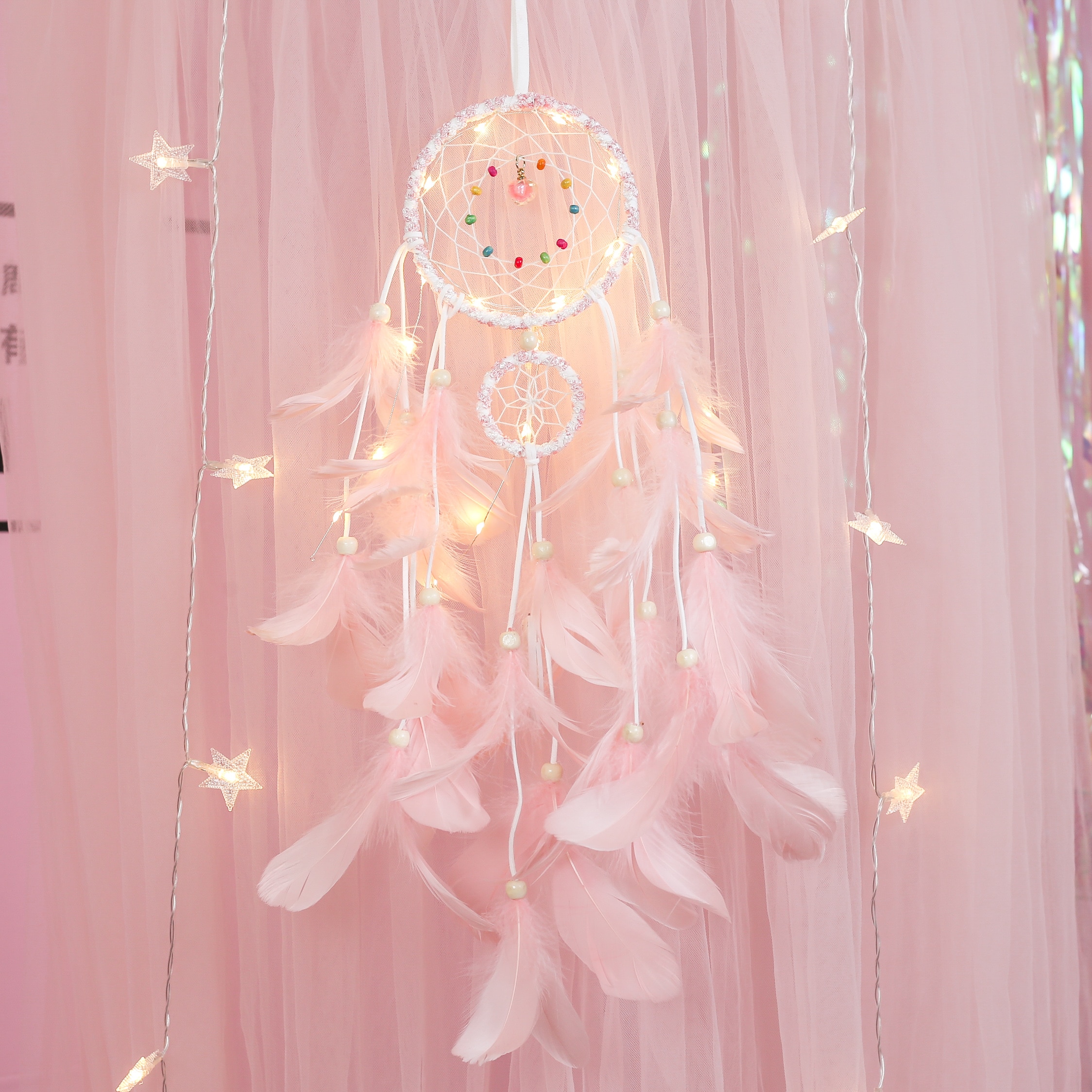 Dreamcatcher Decor Met 2M 20LED Koperdraad Fairy String Lights Voor Meisje Kamer Bell Slaapkamer Woonkamer Decoratie Romantische