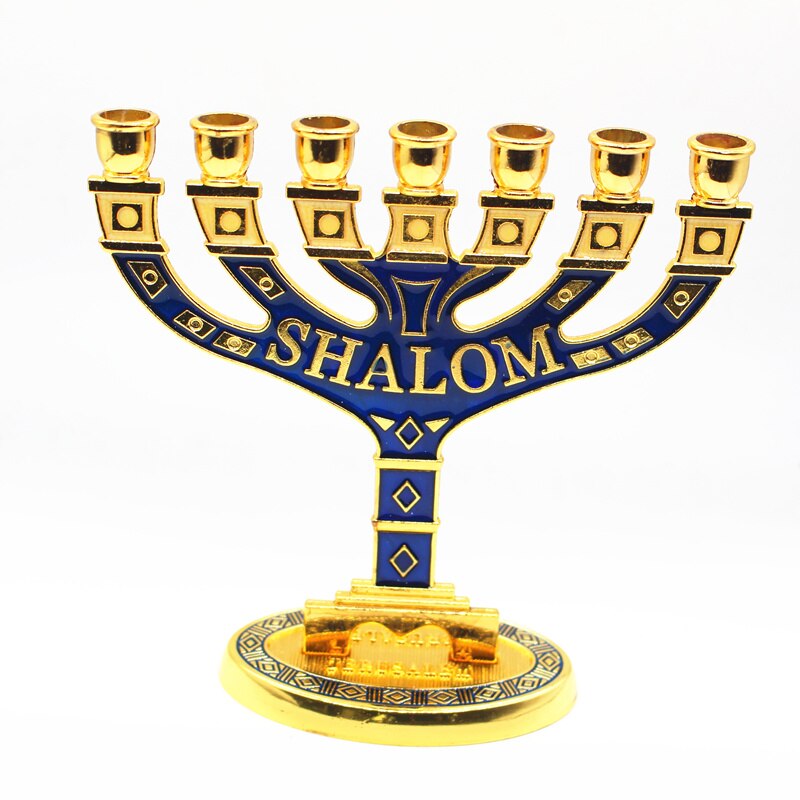 Menora kandelaber shalom jerusalem ljusstake 7 grenad
