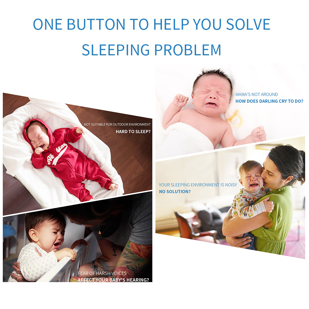 Baby White Noise Machine Portable Smart Sound Sleeping Machine with 16 Kinds of Sleeping Sound Recording &amp; Memory Function