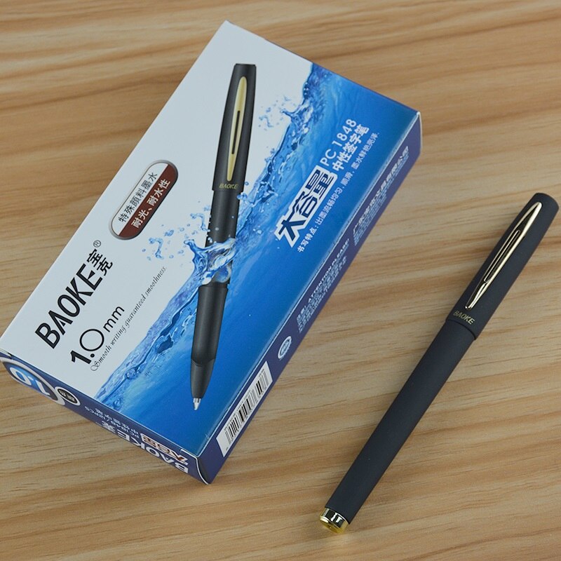 12 pièces BAOKE 0.5mm/0.7mm/1.0mm Gel givré stylo école stylo recharge haute capacité noir Gel encre stylos fournitures scolaires de bureau: 1.0mm black 12pcs