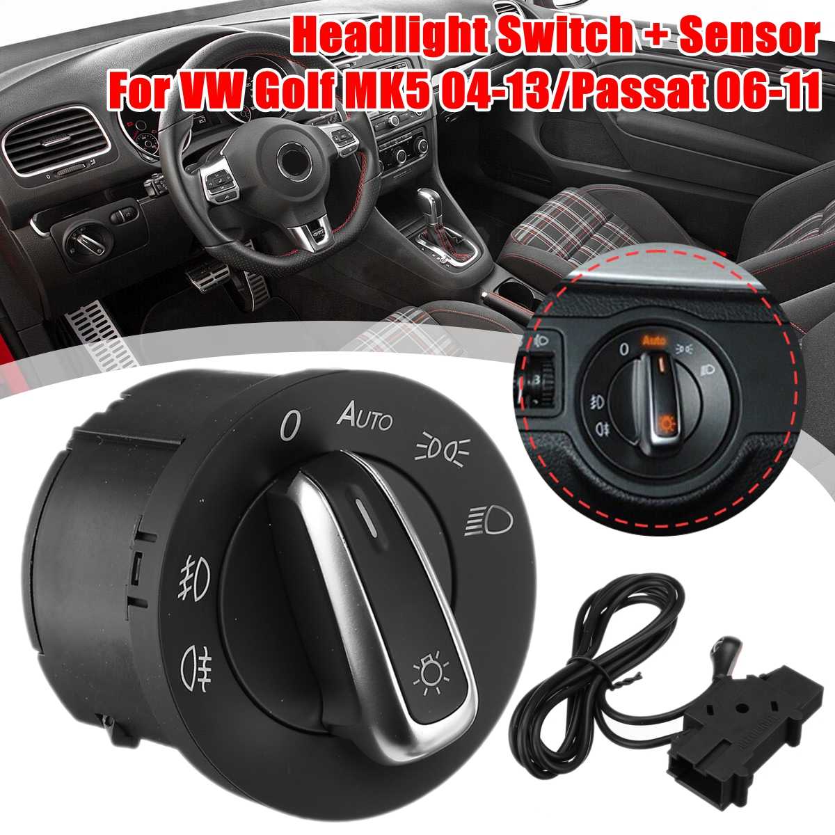 Auto Koplamp Mistlamp Schakelaar + Sensor Voor Vw Volkswagen Golf MK5 Passat B6 3C Touran Caddy 5ND941431B