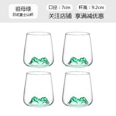 Vasos de cristal de estilo nórdico, vasos dobles transparentes, creativos, aptos para beber, gobetas y Verres, EK50GC: green 4 pieces