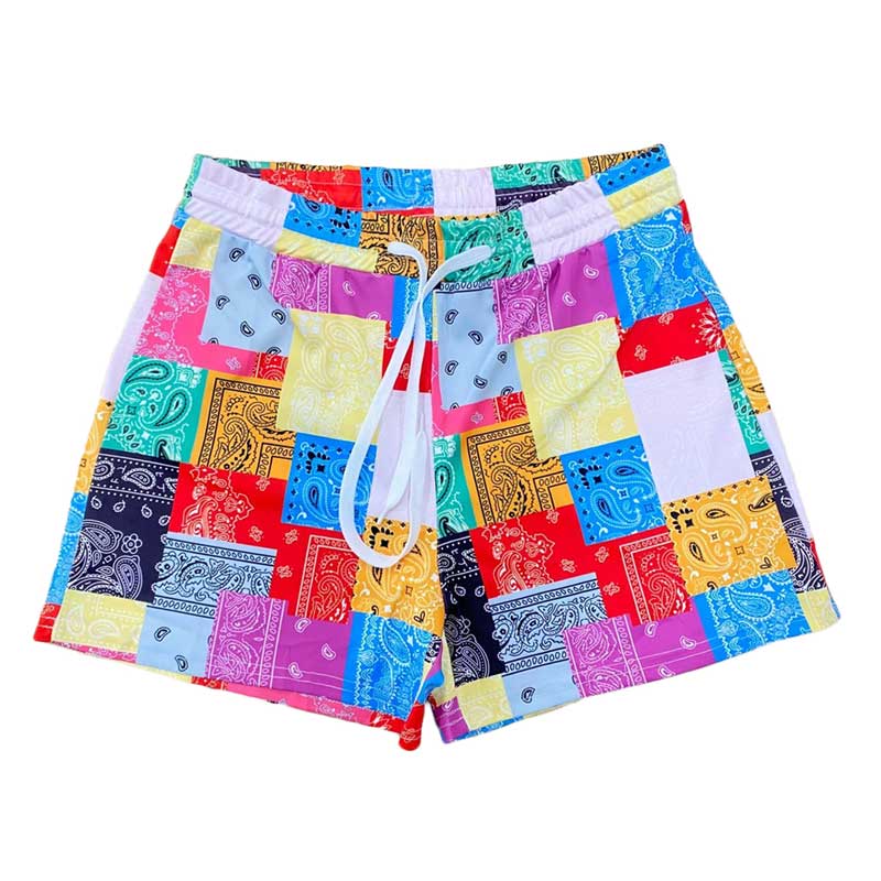 Bandana Vrouwen Mode Print Shorts Zomer Strand Losse Koord Shorts Casual Midi Taille Patchwork Korte Broek