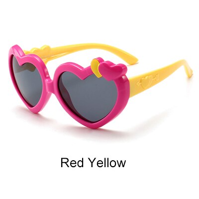 Ralferty Hartvormige Zonnebril Kids Meisjes Leuke Roze Zonnebril UV400 Kind Gepolariseerde Zonnebrillen Brillen TR90 Baby K1907: Red Yellow