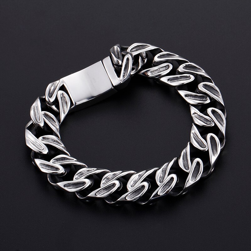 Bracelets gothiques en forme de crâne pour hommes, chaîne à maillons en acier inoxydable, bijoux de motard, directe