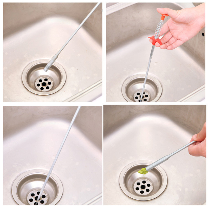 2.5m Flexible Sink Claw Pick Up Kitchen Cleaning Tools Pipeline Dredge Sink Hair Brush Cleaner Bend Sink Tool With Spring Grip
