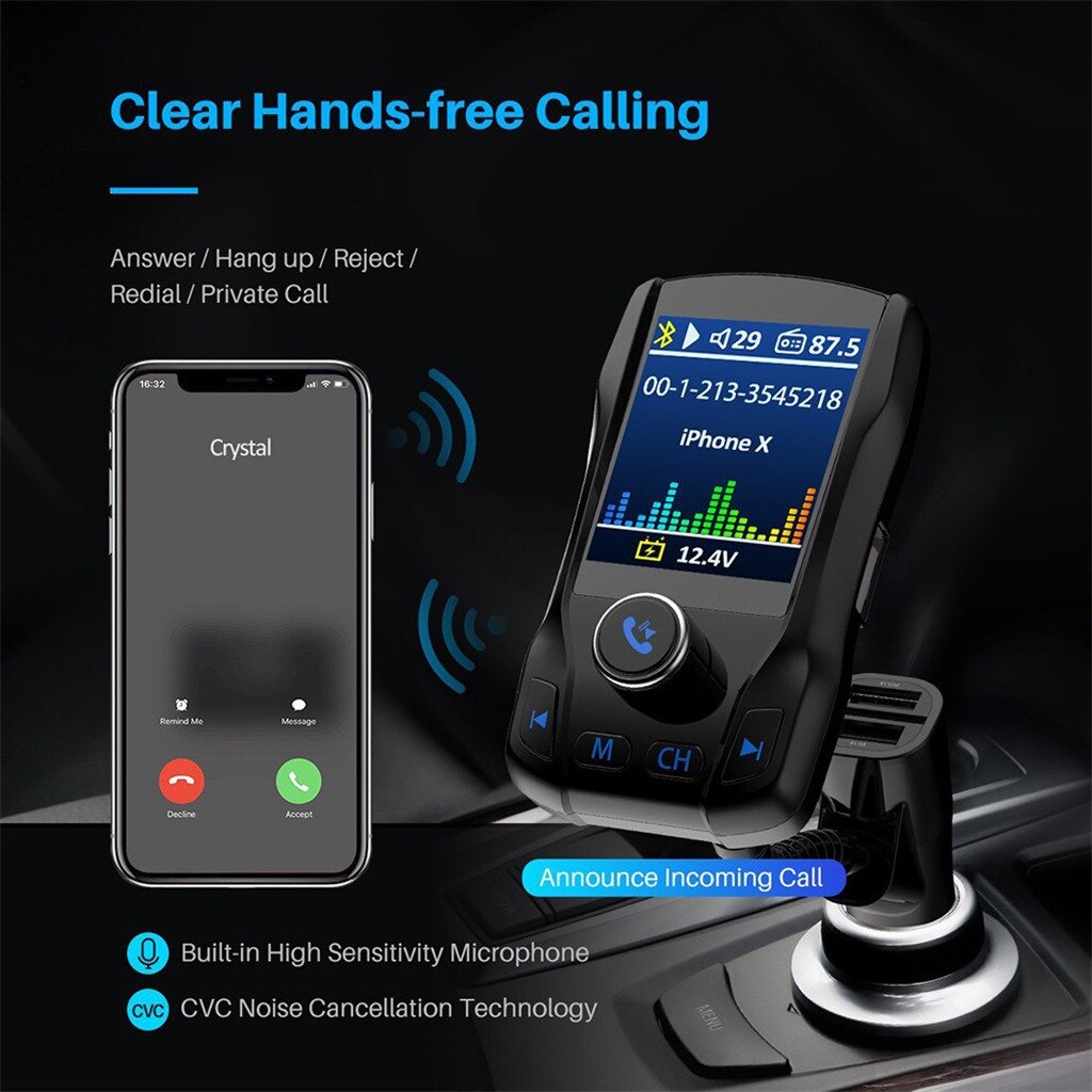 FM Transmitter Bluetooth hands-free Car MP3 Player FM Regulator Support USB Flash Drive SD Card USB Charger