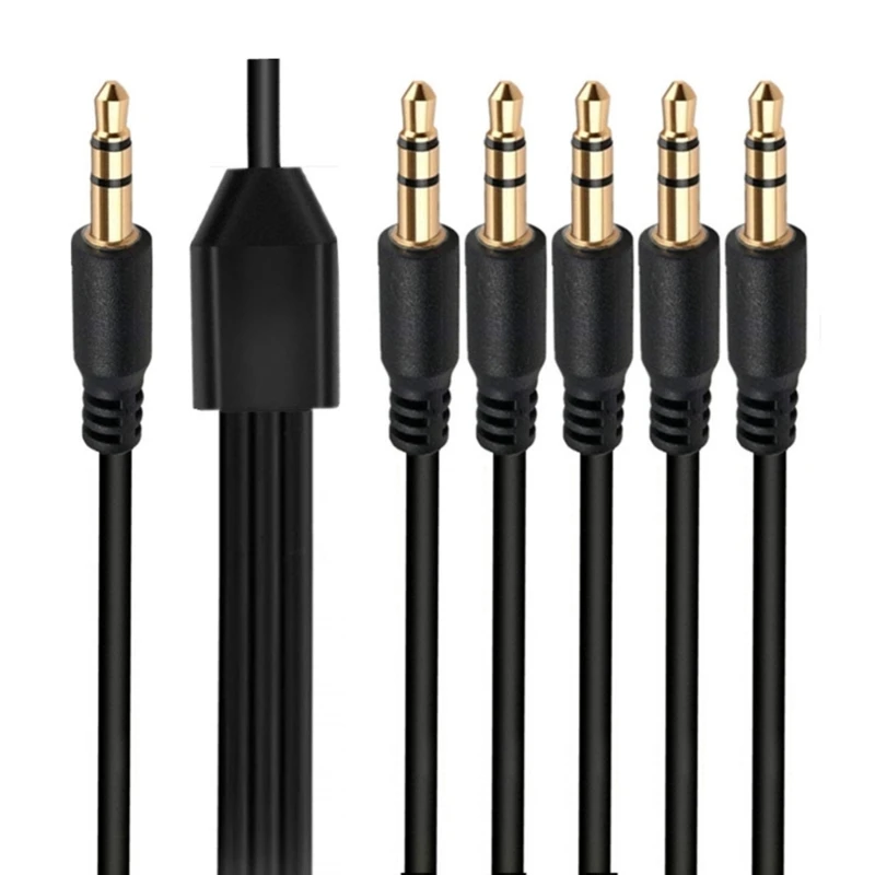 Répartiteur de 3.5mm, prise casque, câble Audio, câble de 3.5mm, 1 mâle à 2/3/4/5/6 mâle, adaptateur séparateur de câble AUX pour casque d'ordinateur: Grey / 1m