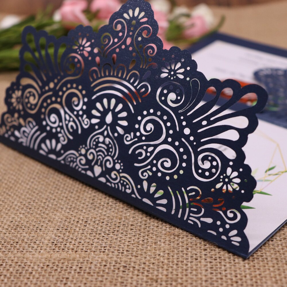 Tarjetas de papel perlado para invitación de boda, papel brillante de 250gsm tallado para invitaciones de cumpleaños, bautismo, , recuerdo, 10 unids/paquete