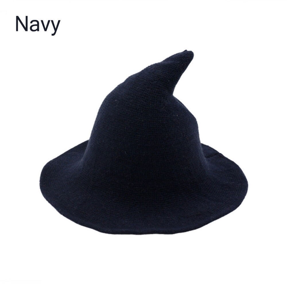 Nyeste kvinder moderne hekse uld hat foldbart kostume skarpt spids uld filt halloween fest hatte hekse hat varm kasket: Flåde