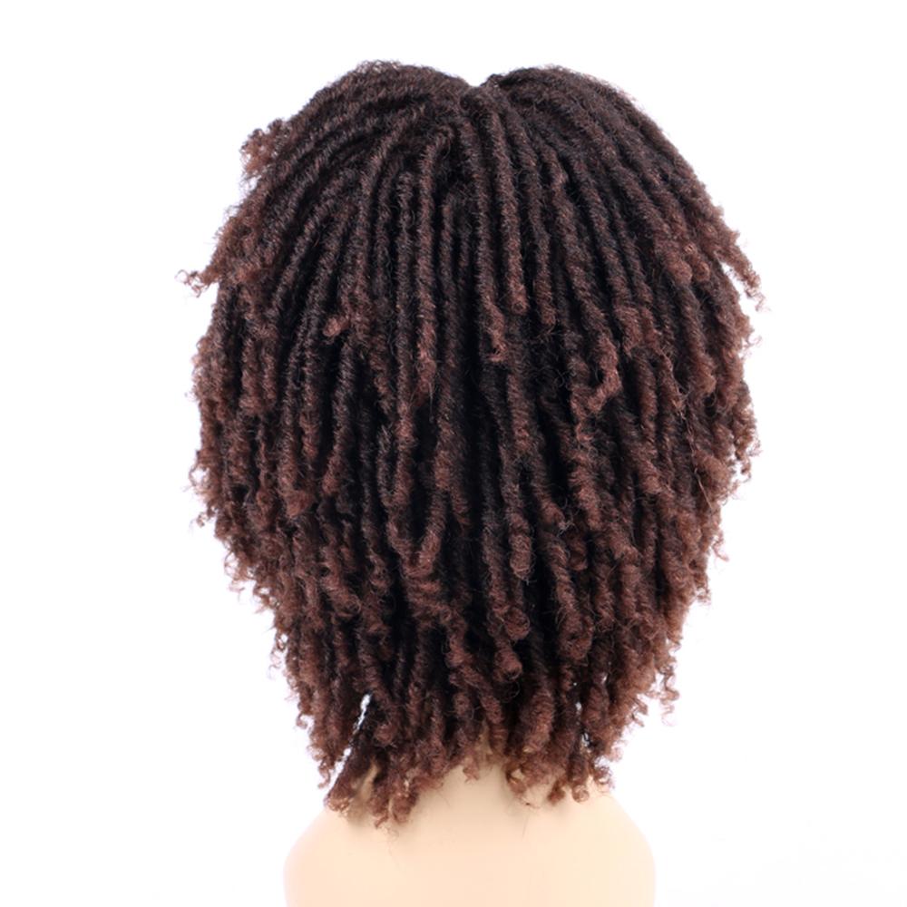 Yunrong dreadlock krøllet paryk kort twist naturlig sort  /1b 30 ombre brun til sort hvid kvinder og mænd afro krøllet syntetisk paryk