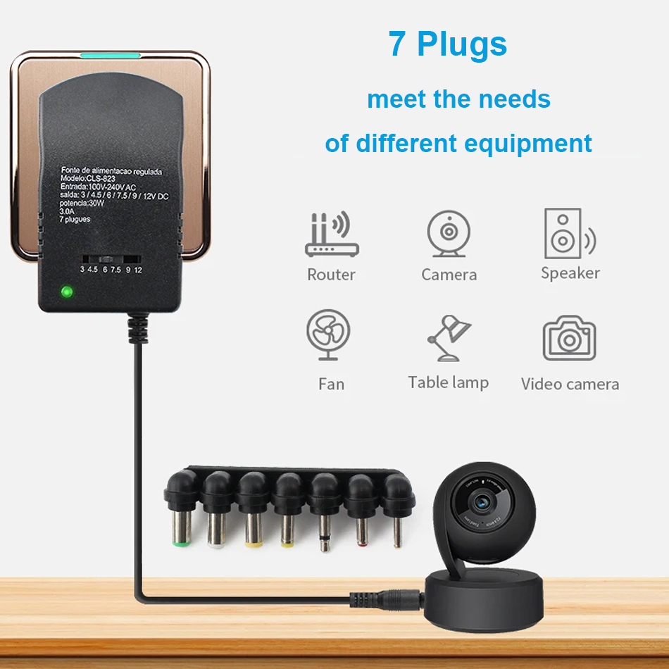 Adjustable Adapter Power Supply Charger Multi Voltage AC 220V TO DC 3V 4.5V 6V 7.5V 9V 12V EU US Converter Adapter Plug 7 30W