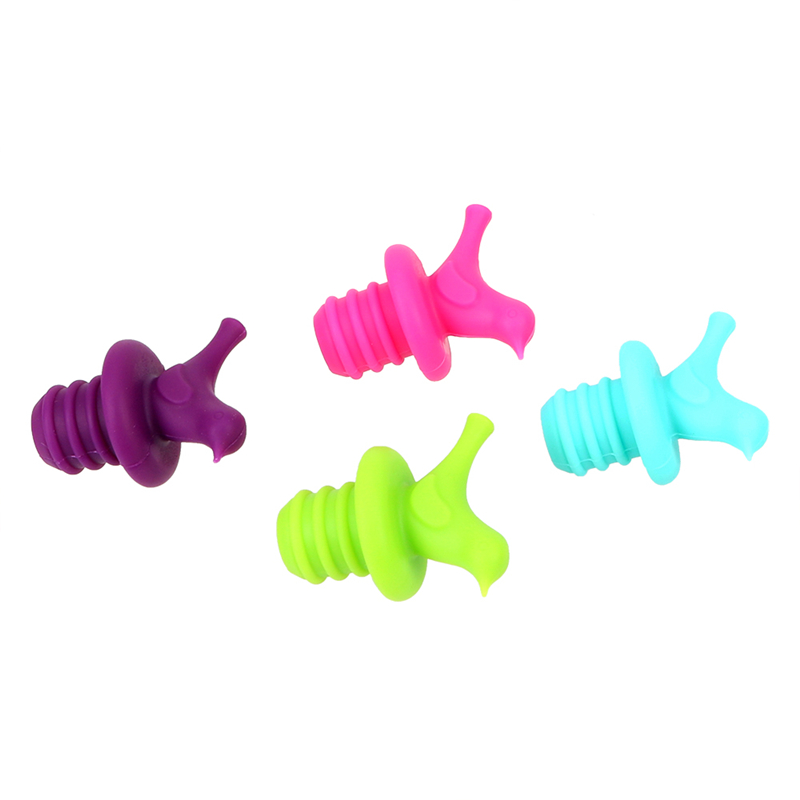 1Pc Tampas de Garrafa De Vinho Rolha de Vinho Rolha 4 cor Pássaros Bonitos Dos Desenhos Animados Capa De Silicone Fresco Família Bar Ferramentas Criativas de Preservação