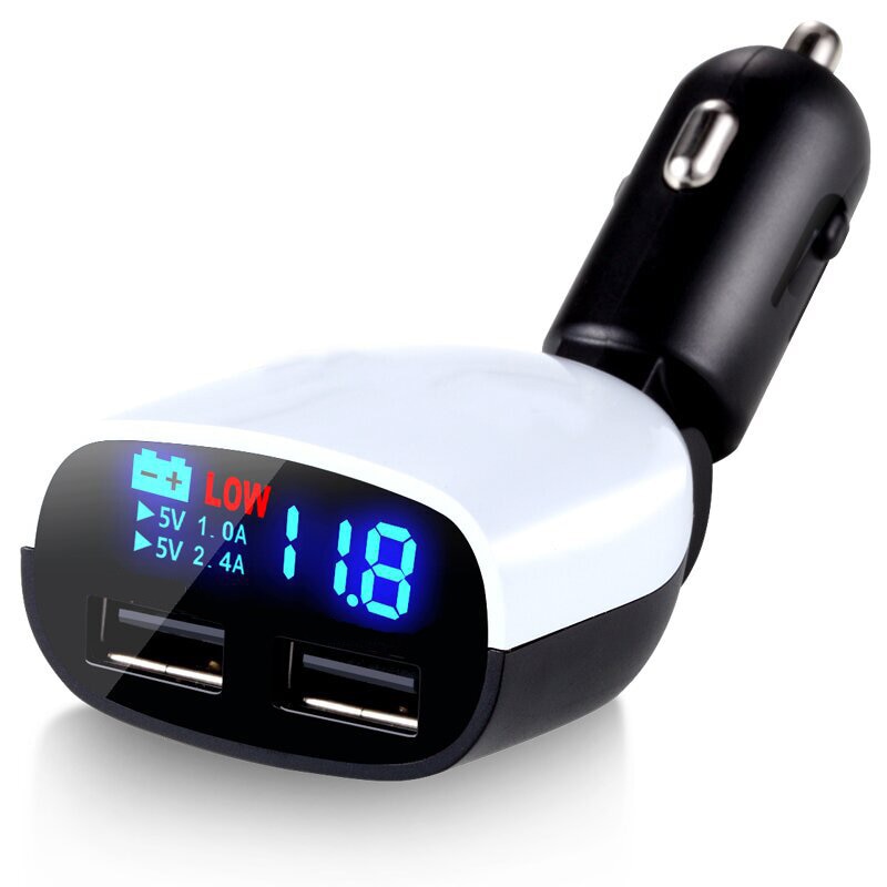 3.4A cargador de coche Dual USB para iPad para iPhone 7 8x6 tabletas Samsung Monitor de voltaje Monitor con alarma de timbre