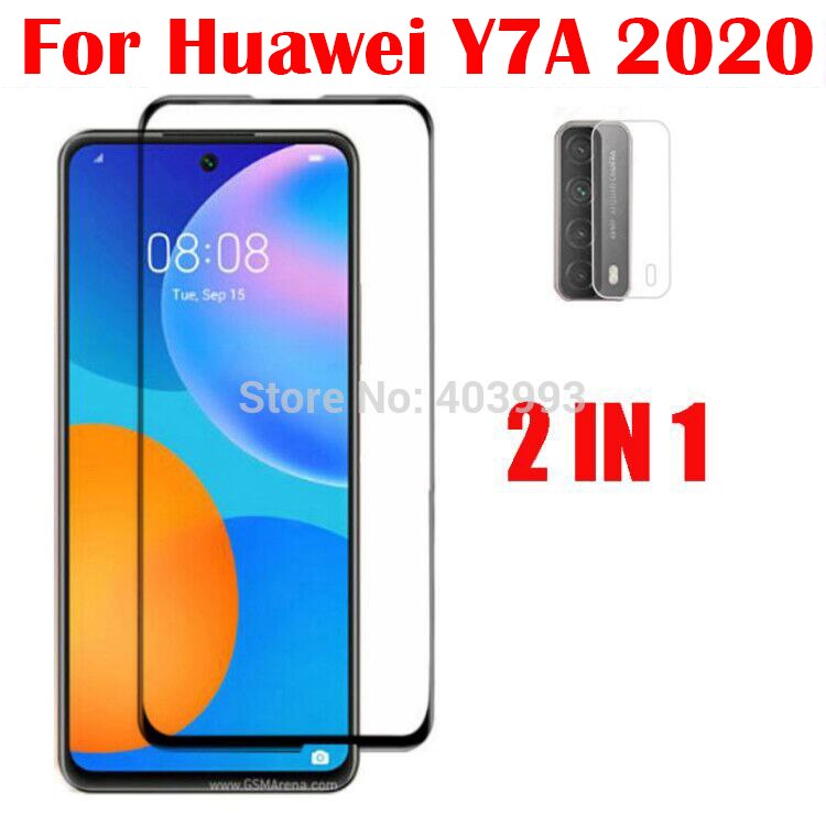 3-w-1 etui + kamera szkło hartowane dla Huawei Y7A Peppa-L22B ScreenProtector szkło na dla Huawei Y7A 2020 2.5D szkło: 2 in 1