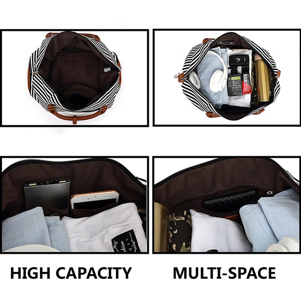 Gestreepte Mannen Reisbagage Zakken Canvas Plunjezakken Mannen Reizen Handtas Weekend Tas Grote Capaciteit Schoudertas Voor Mannen