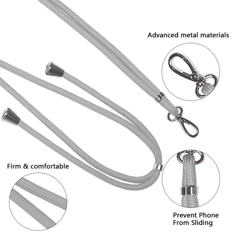 Universele Mobiele Telefoon Siliconen Case Shell Patch Lanyard Afneembare Verstelbare Nylon Hals Lanyard Pols Touw Veiligheid Anti-Verloren