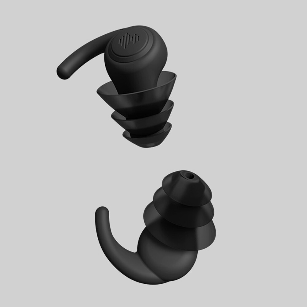Tampões de ouvido à prova de som do silicone tapones para orelhas de redução de ruído do sono earplug espuma macia dormir tampões de ouvido anti-ruído: A-3 layers-black