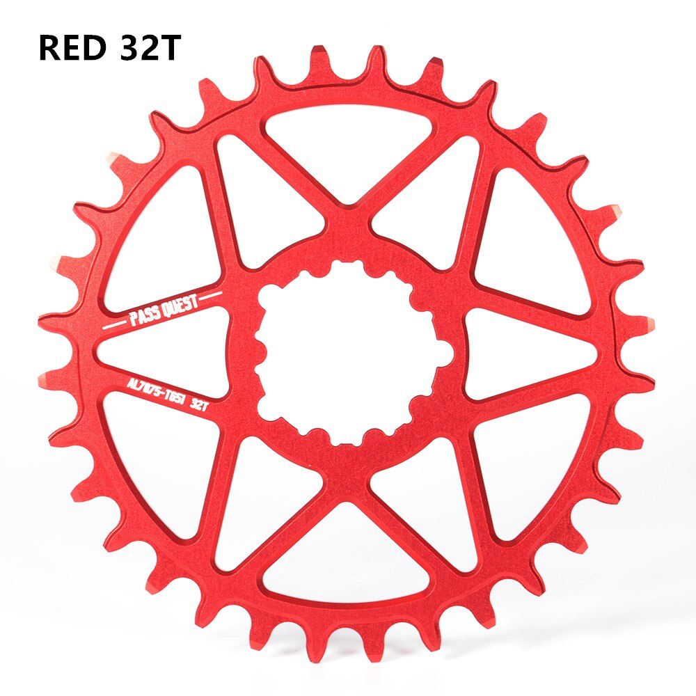 PASS QUEST SRAM gx xx1 eagle GXP round mountain bike narrow sprocket 30-44T bicycle bicycle sprocket 0mm offset crank 7075 alum: RED 32T