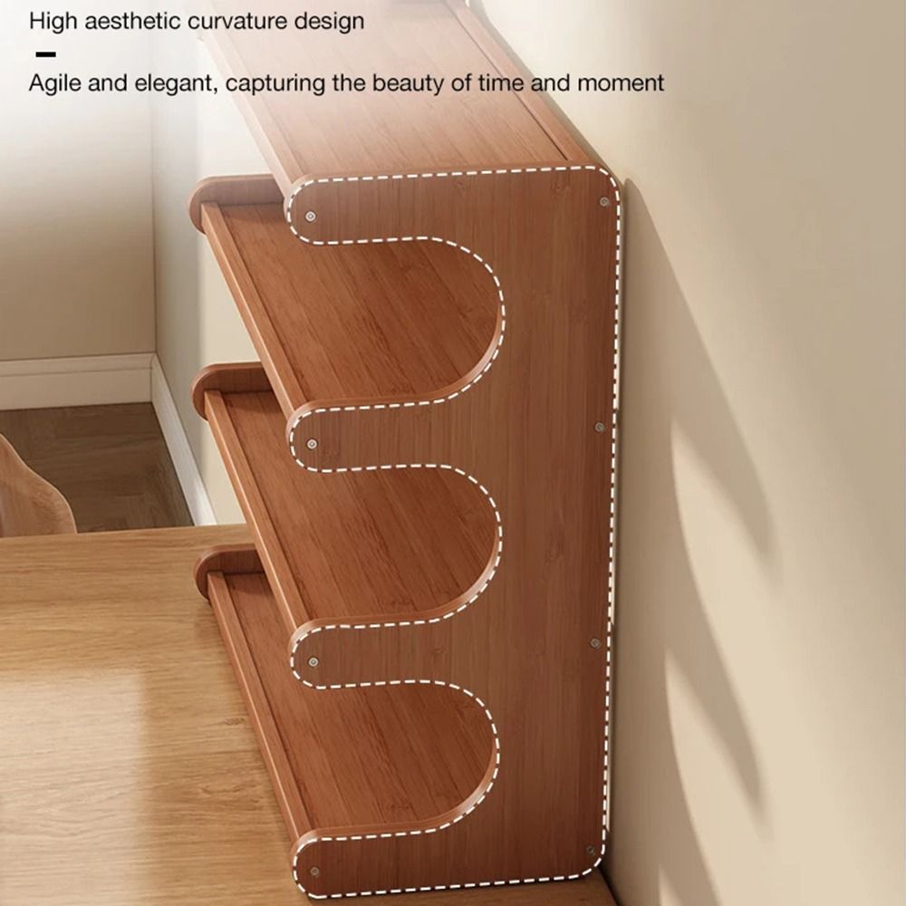 2/3 Tiers Desktop Storage Rack Space-saving Easy-to-assemble Wood Tabletop Stand Compact Multi-functional Desk Bookshelf